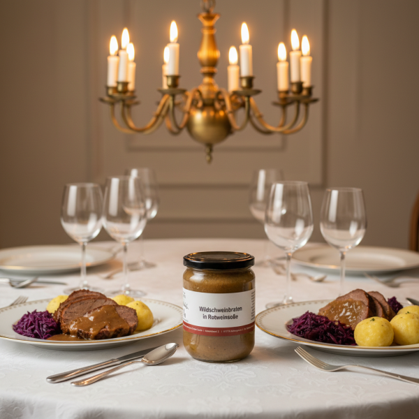 Gönnataler Wildschweinbraten in Rotweinsoße